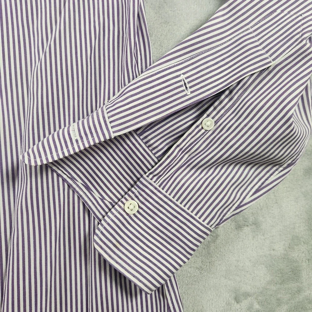 Polo Ralph Lauren Estate shirt Mens 15 32/33 Purple white Stripe‎ Button down